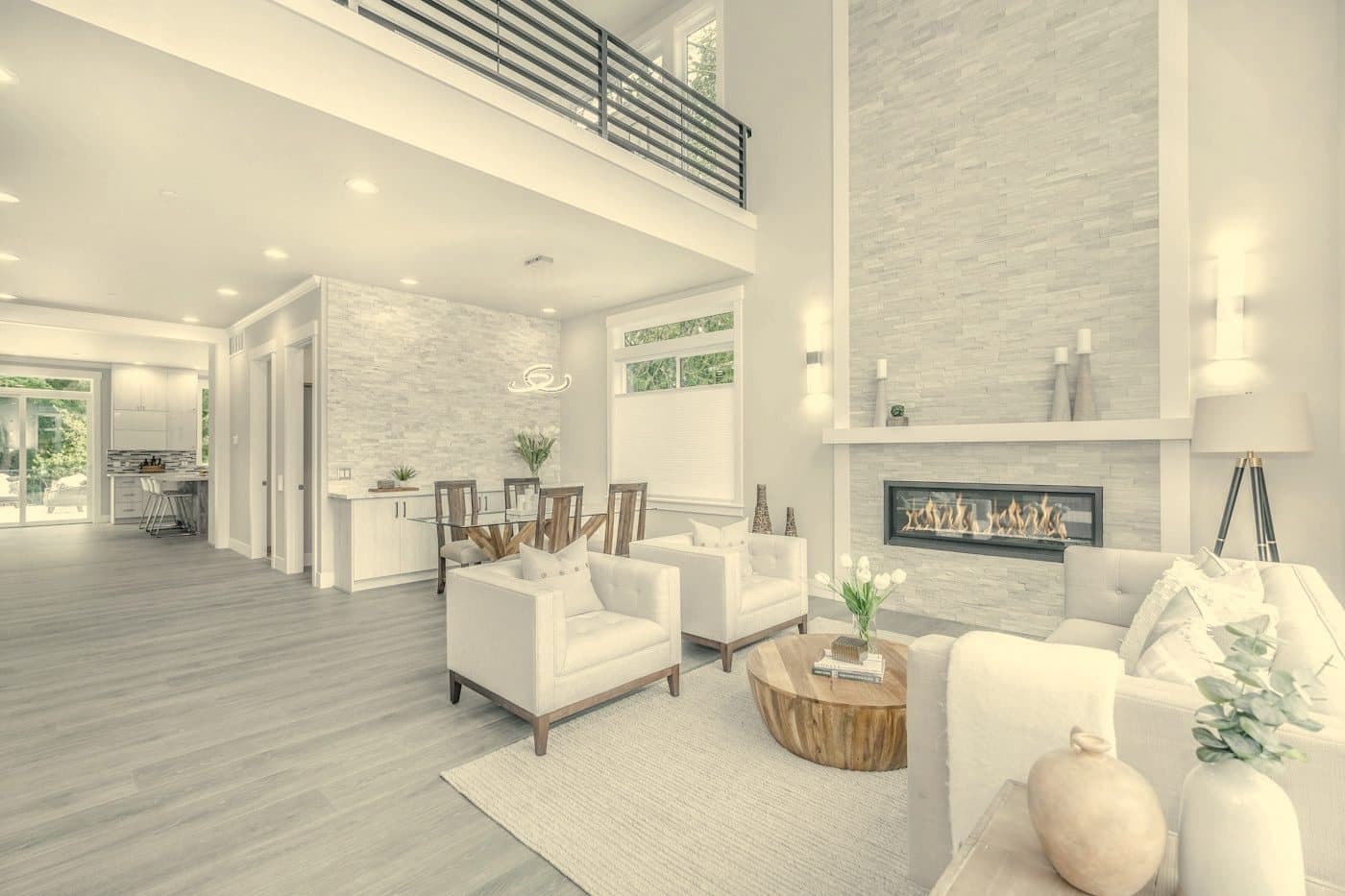 A bright white living room